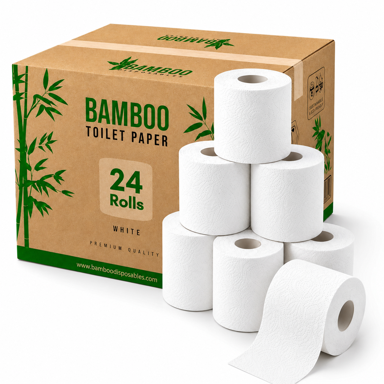 3-laags Premium Bamboe Toiletpapier, doos met 24 SuperRollen