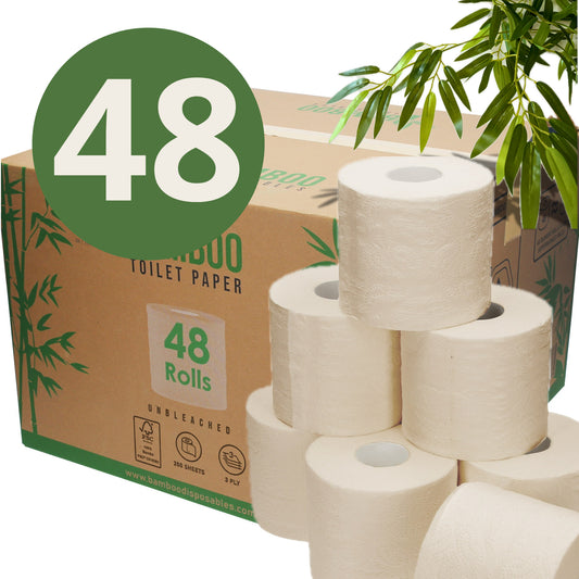 Bamboe WC Papier Voordeelverpakking 3-Laags Ongebleekt Toiletpapier - FSC® 100% Bamboo Disposables