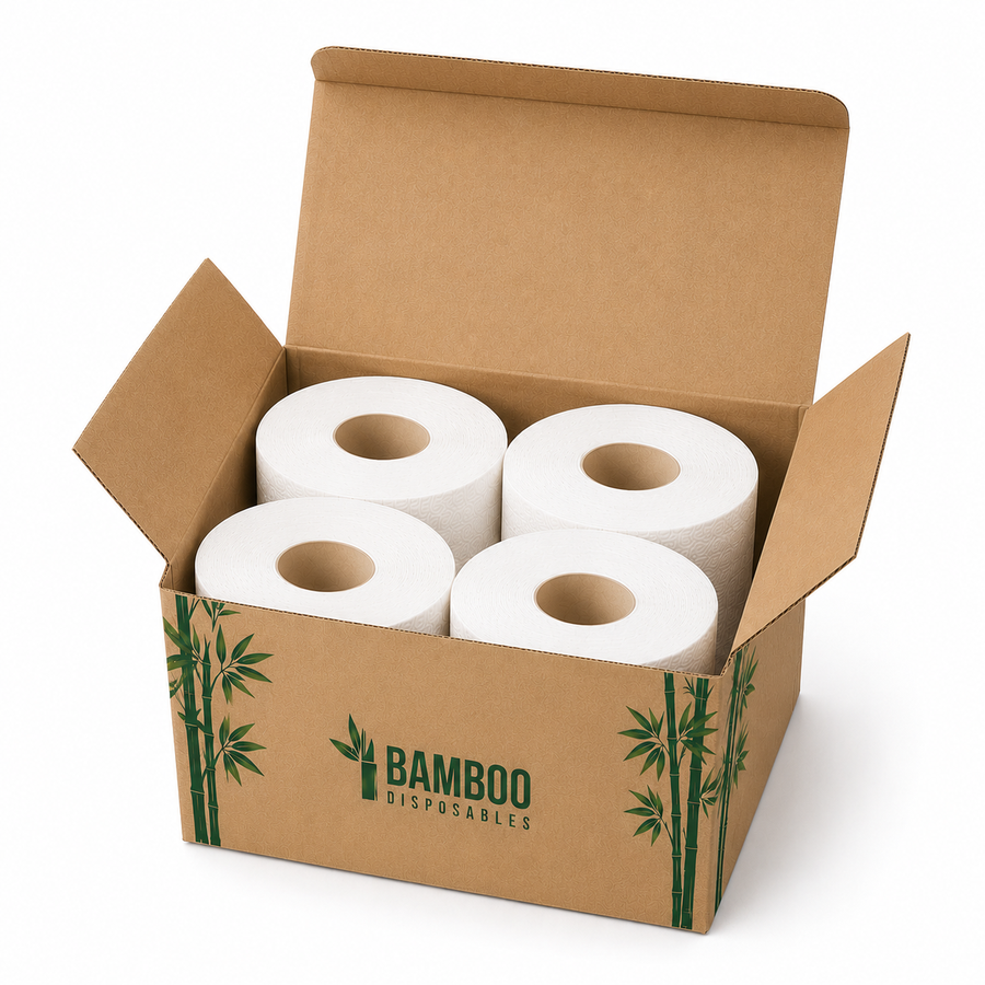 Bamboo toilet paper try-out with 4 rolls