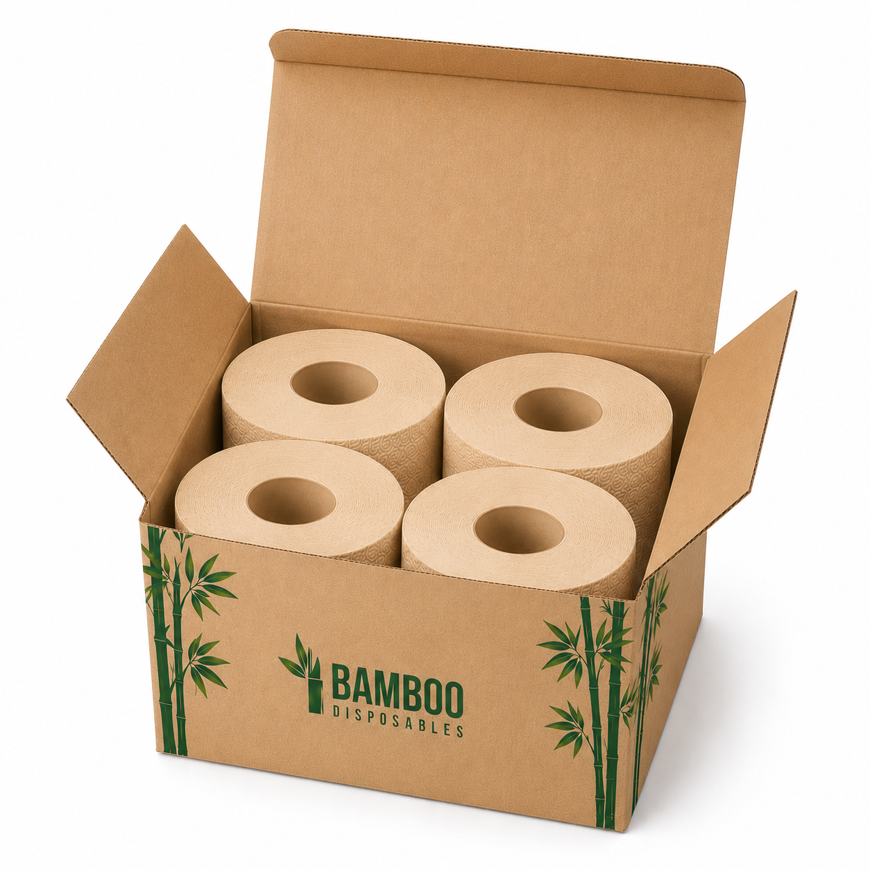Bamboo toilet paper try-out with 4 rolls