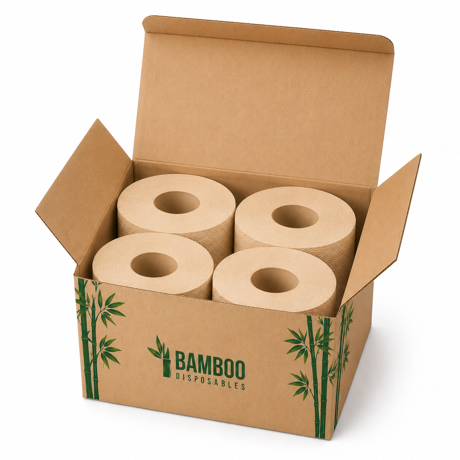 Bamboo toilet paper try-out with 4 rolls