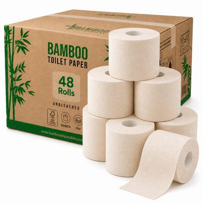 3-laags Ongebleekt Bamboe Toiletpapier