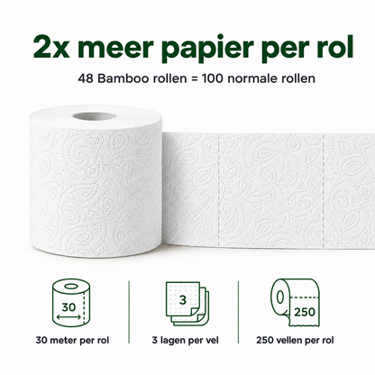 3-laags Premium Bamboe Toiletpapier – 48 Rollen
