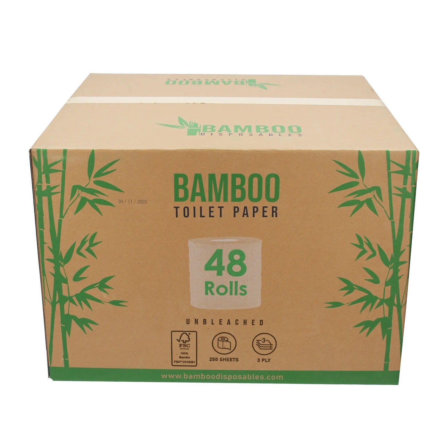 3-Laags Ongebleekt Bamboe Toilet Papier | 48 SuperRollen | Extra Sterk & Duurzaam Bamboo Disposables