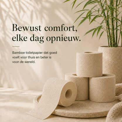 Ongebleekt 3-laags bamboe toiletpapier met natuurlijke uitstraling en zacht dagelijks comfort