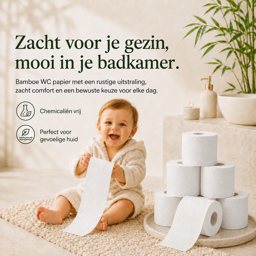 Premium 3-ply bamboo toilet paper for soft everyday comfort