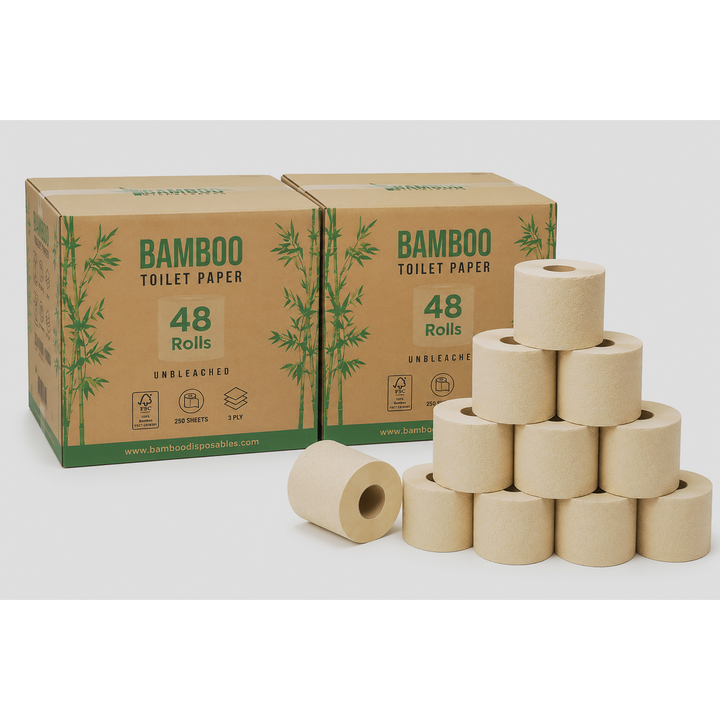 3-laags ongebleekt bamboe toiletpapier